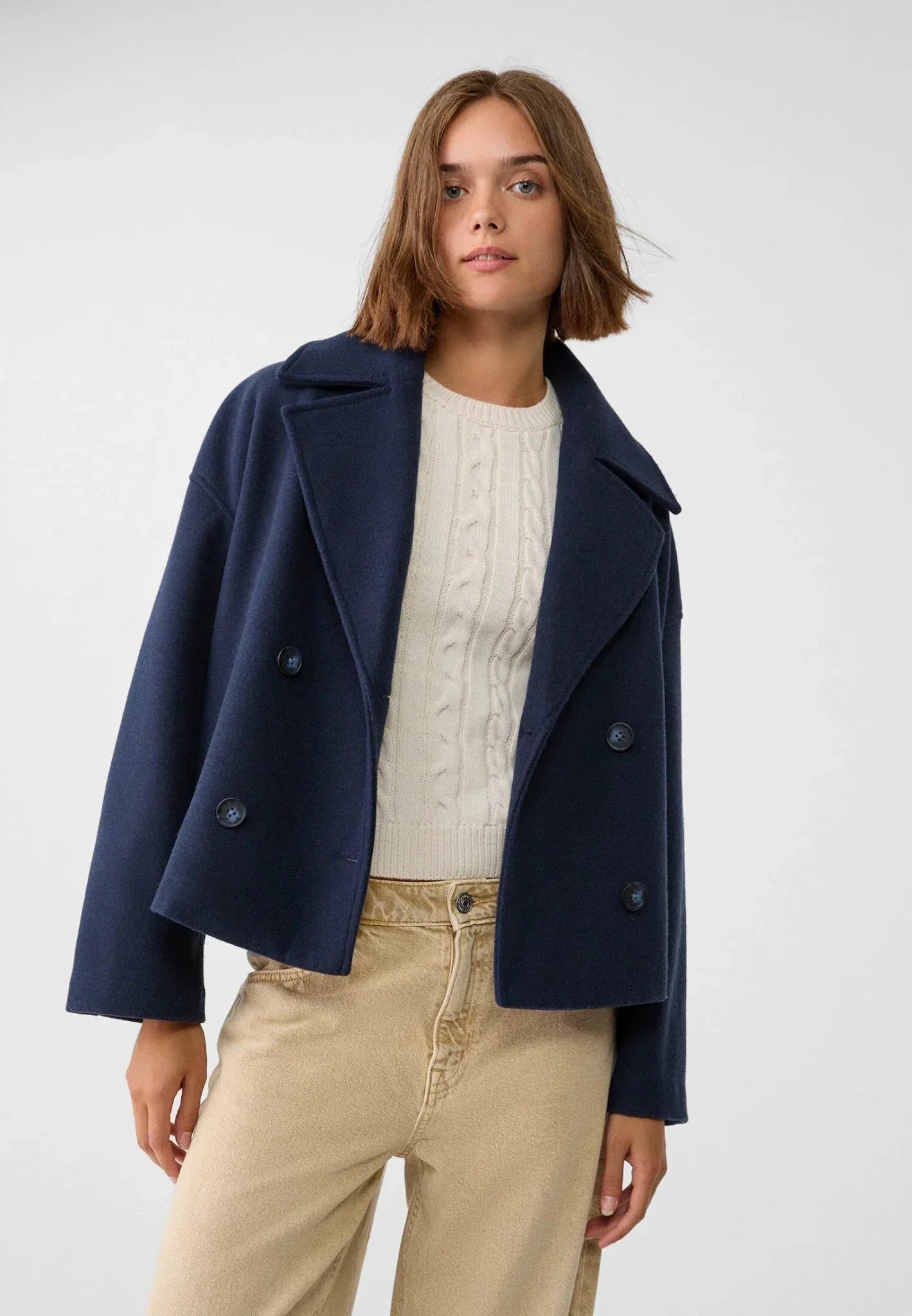 Annalise | Stylish Oversized Women's Jacket, Chic Cropped Wool-Look Coat