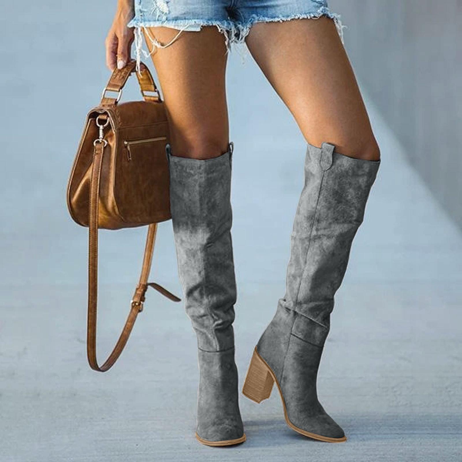 Sophie | Urban Chic Gray Block Heel Women's Boots