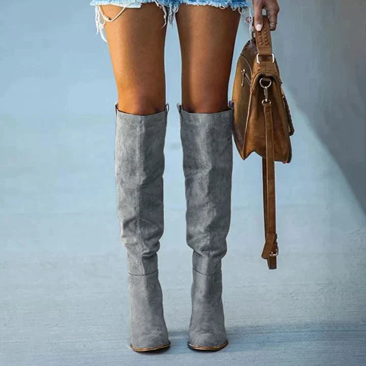 Sophie | Urban Chic Gray Block Heel Women's Boots