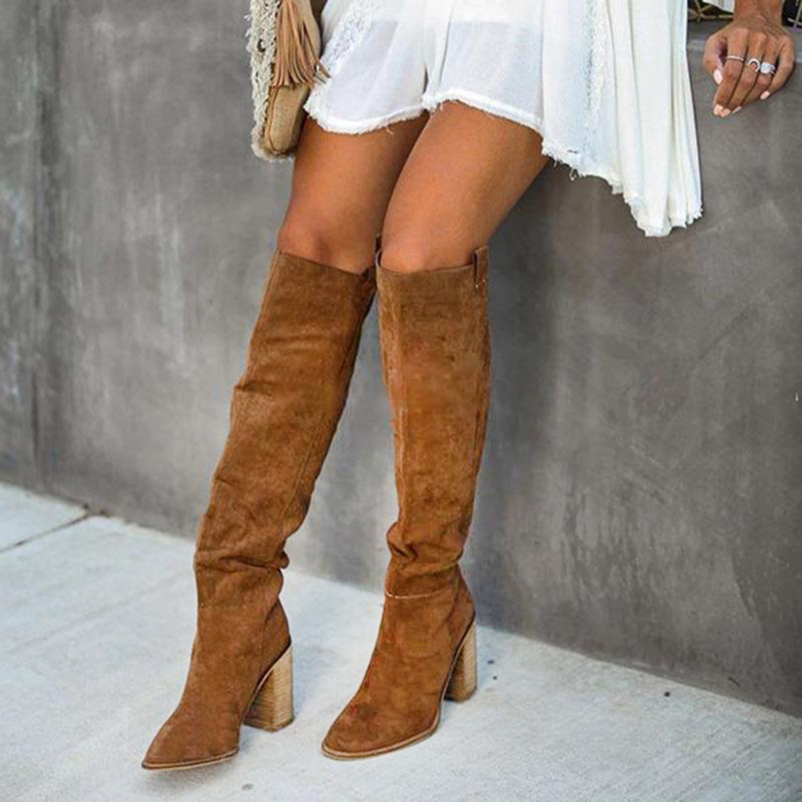 Sophie | Urban Chic Gray Block Heel Women's Boots