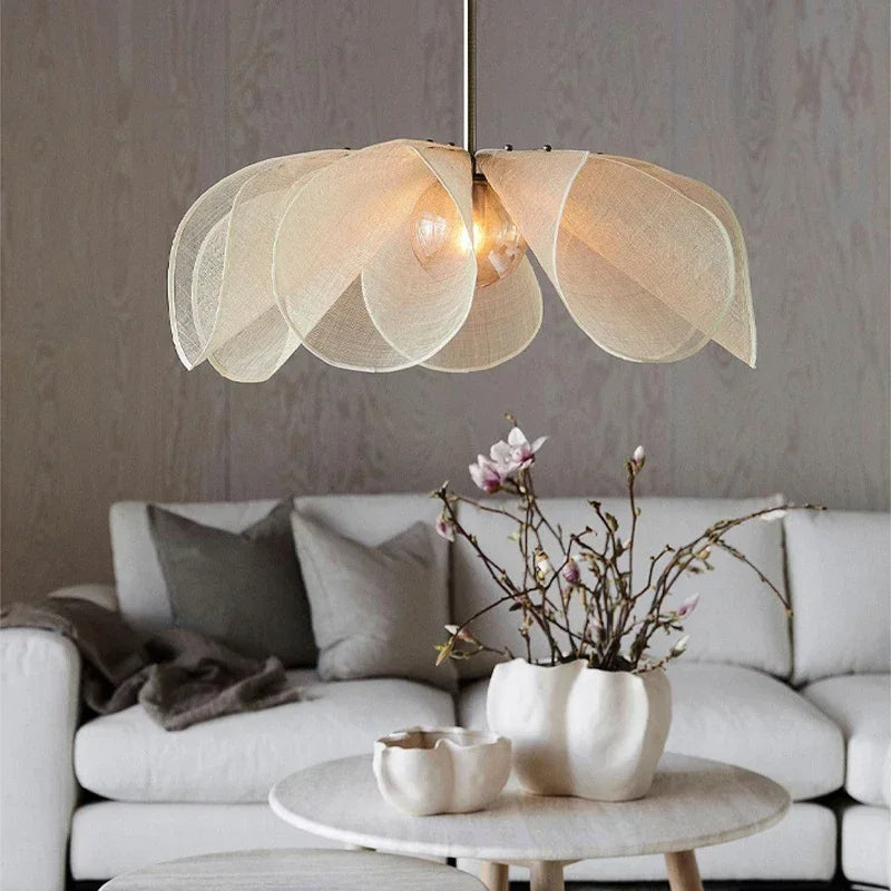 Sculptural | Vintage Fabric Hanging Lamp