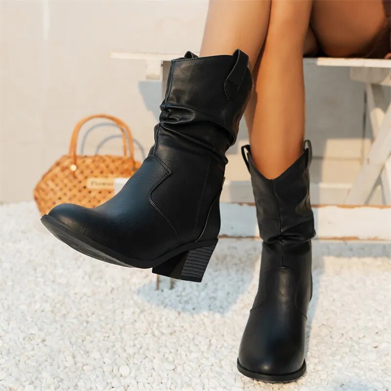 Delara | Stylish Elegant Black Leather Ankle Boots for Women