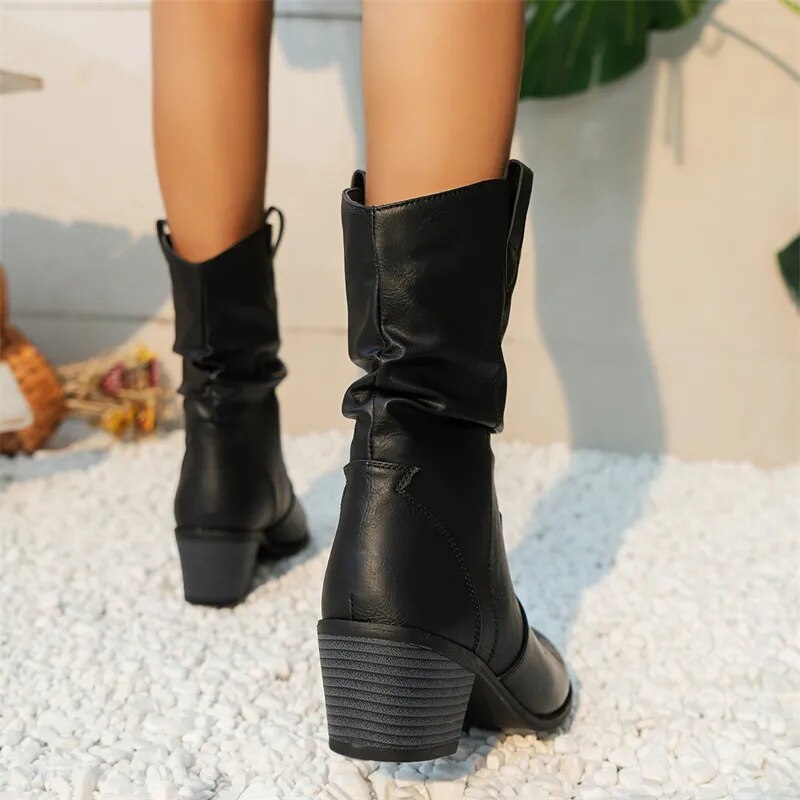 Delara | Stylish Elegant Black Leather Ankle Boots for Women