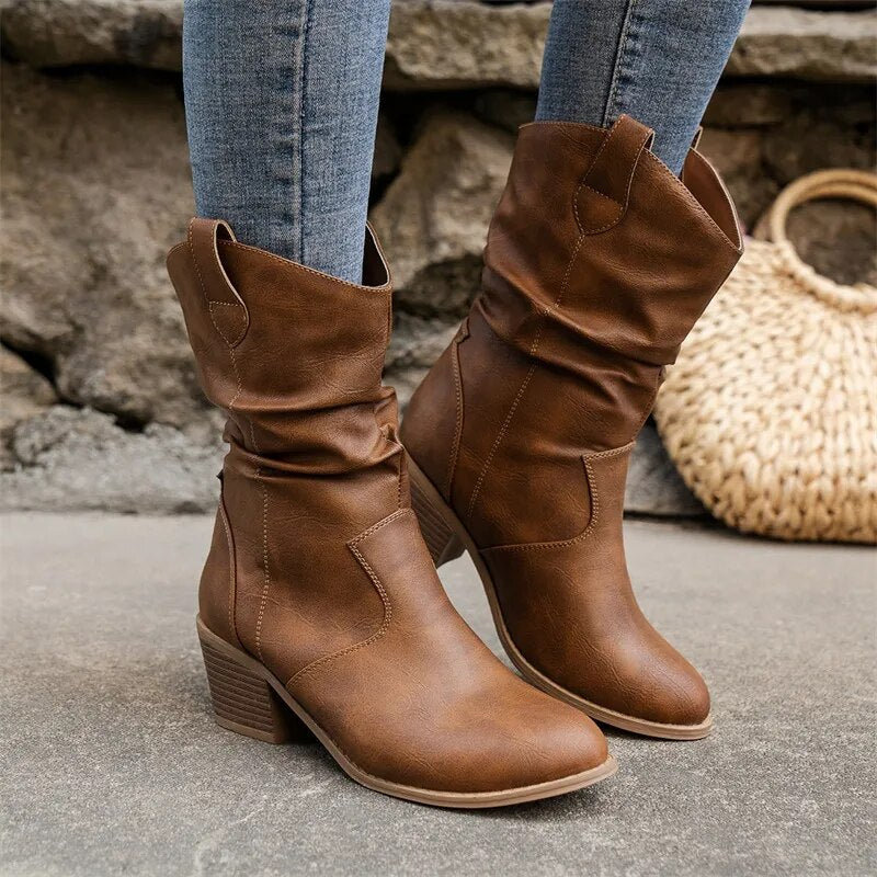 Delara | Stylish Elegant Black Leather Ankle Boots for Women