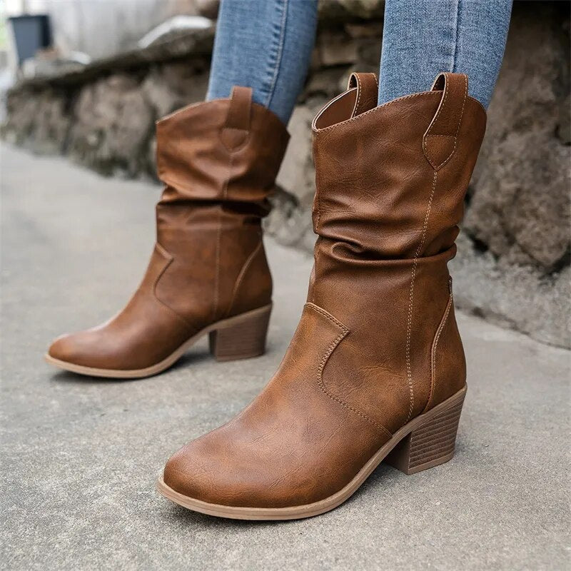 Delara | Stylish Elegant Black Leather Ankle Boots for Women