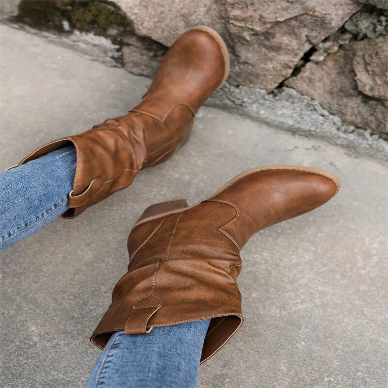 Delara | Stylish Elegant Black Leather Ankle Boots for Women