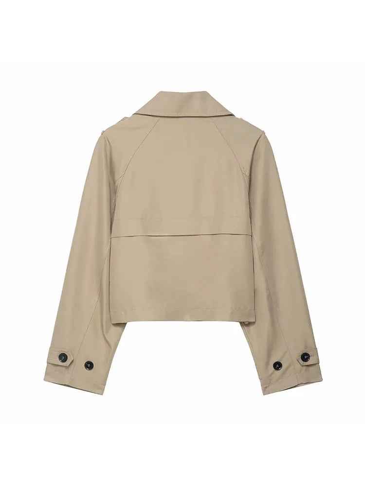 Anne | Women's Double Breasted Trench Coat with Pockets – Stylish Autumn Winter Office Jacket