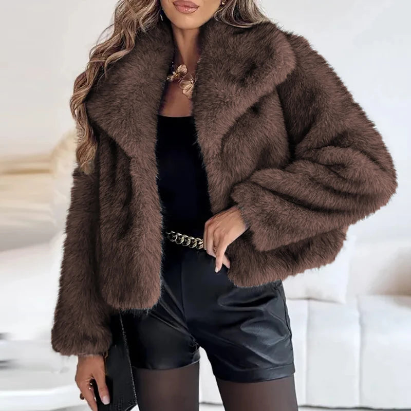 Maya | Women's Faux Fur Short Jacket – Stylish Winter Coat for Autumn Casual and Semi-Formal Wear