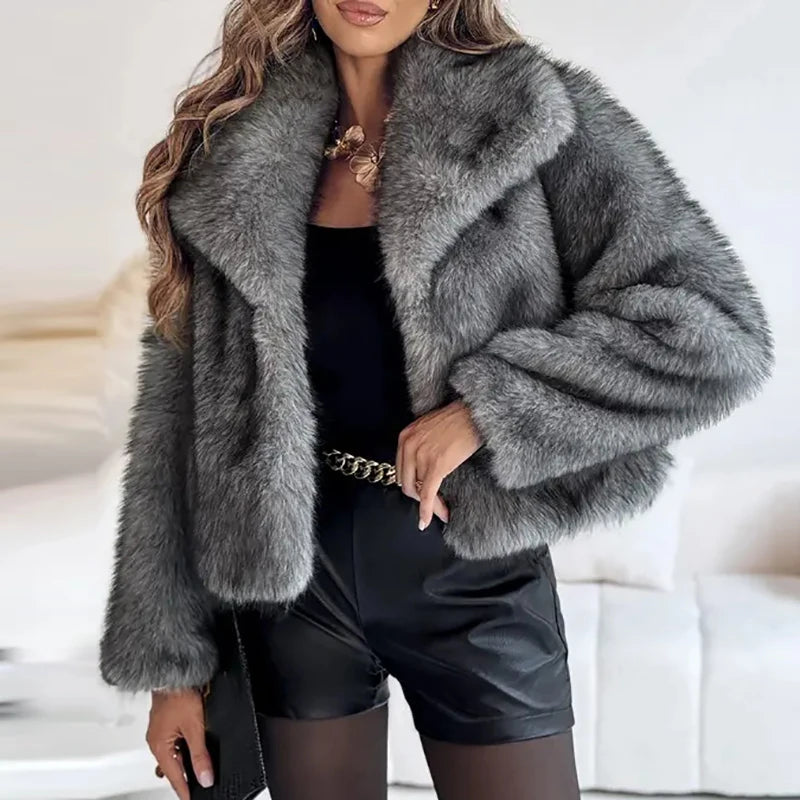 Maya | Women's Faux Fur Short Jacket – Stylish Winter Coat for Autumn Casual and Semi-Formal Wear