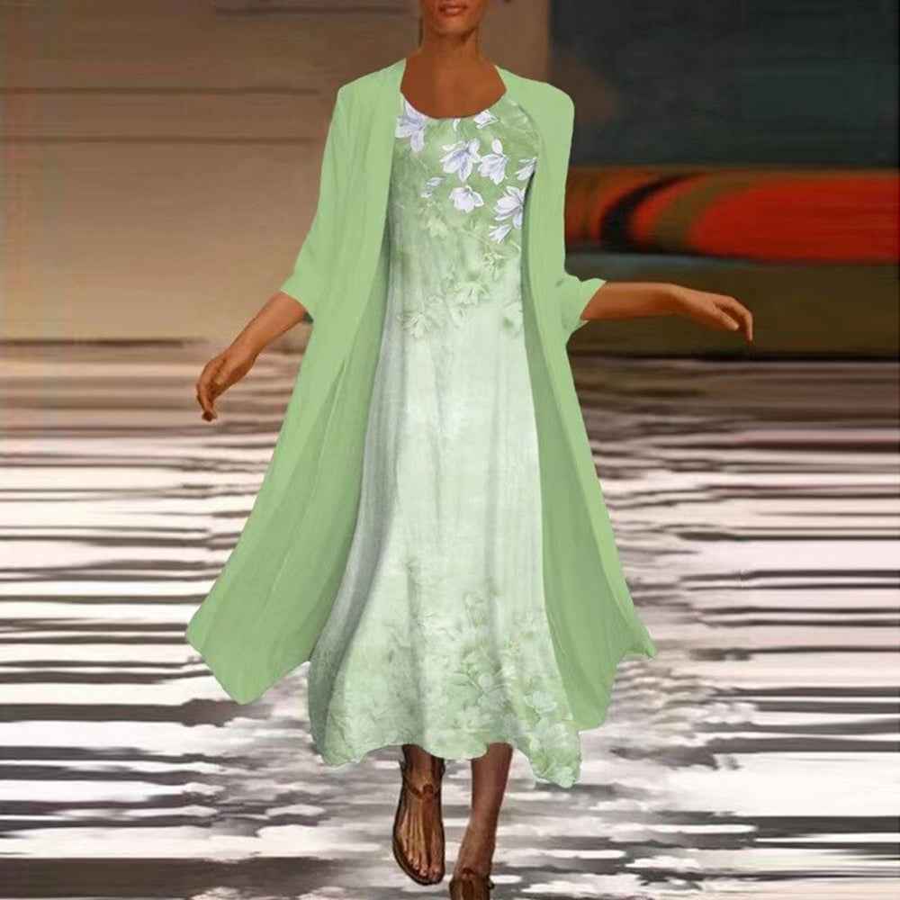 Women's Maxi Dress with Blouse Jacket | Elegant Floral Formal Dress