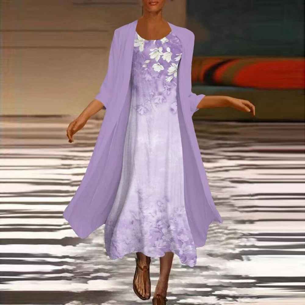 Women's Maxi Dress with Blouse Jacket | Elegant Floral Formal Dress
