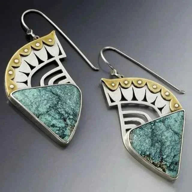 Vintage Turquoise Crown Earrings