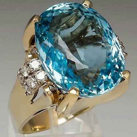 Blue Glass Gold Vintage Ring