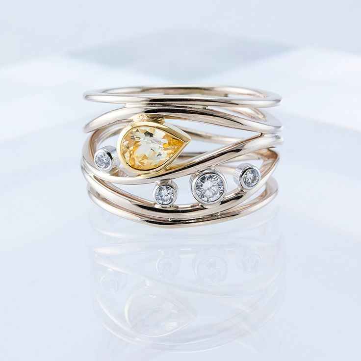 Vintage Yellow Zirconia Layer Gold Ring