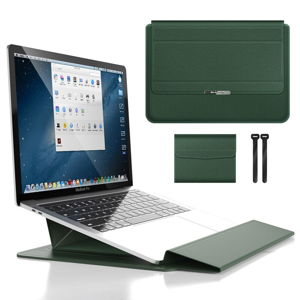 3-in-1 Waterproof Laptop Sleeve with Shock-Resistant Design and Accessory Storage | Elegant MacBook Case for Travel and Office