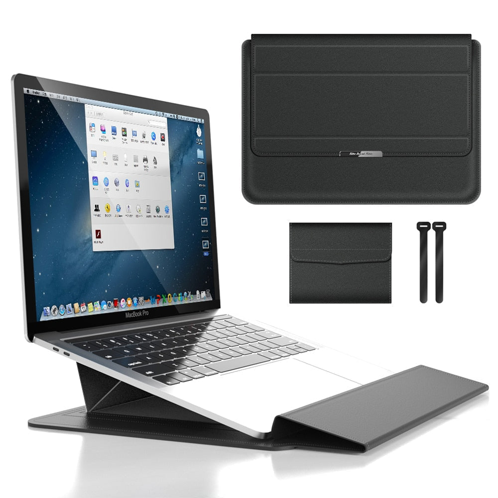 3-in-1 Waterproof Laptop Sleeve with Shock-Resistant Design and Accessory Storage | Elegant MacBook Case for Travel and Office