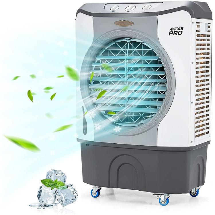 Aero | 4-in-1 Industrial Air Cooler – Heavy-Duty Evaporative Fan with 12-Gallon Tank & Rollers — High-Capacity Cooling | Ideal for Garages & Shops