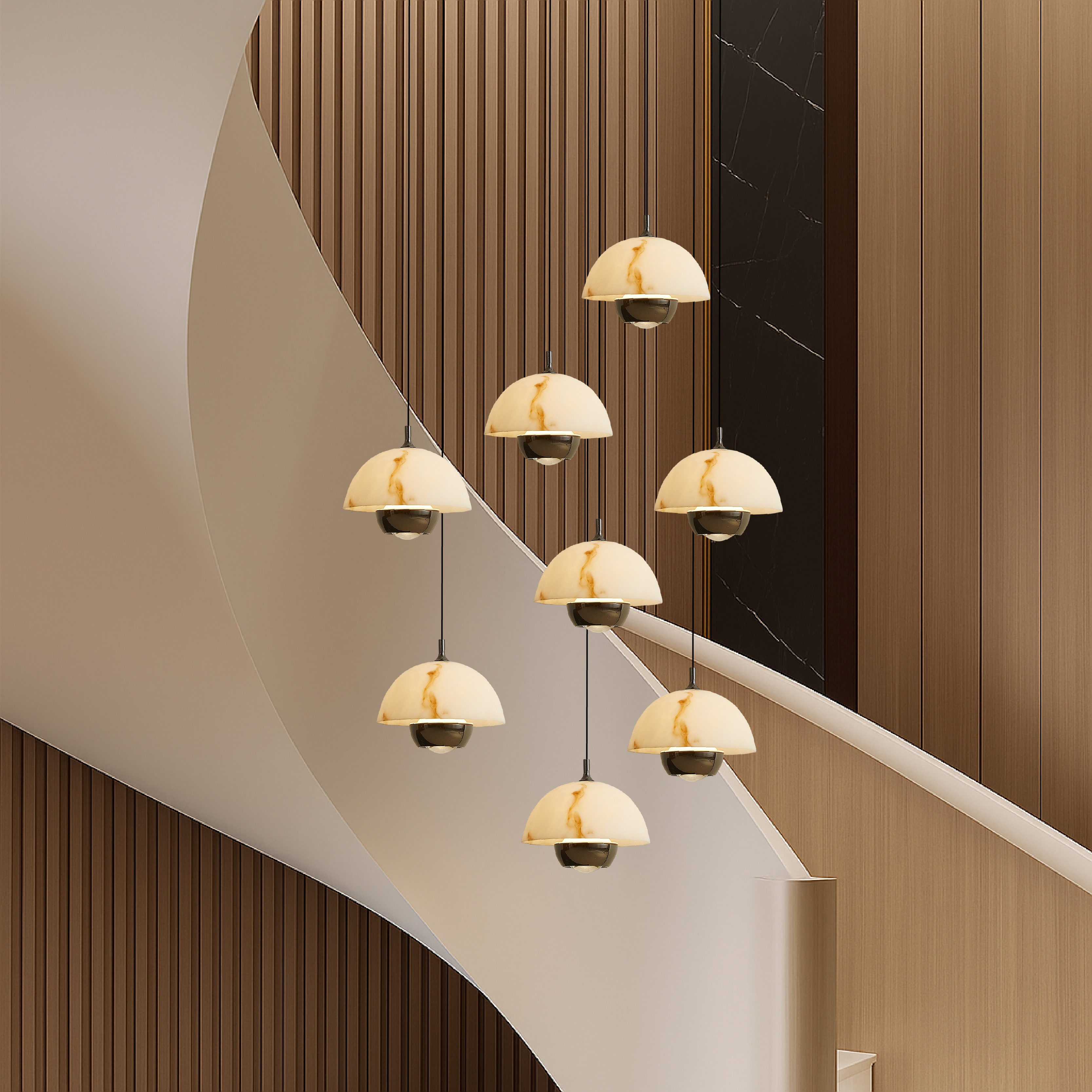 AureaStone | Luxury Natural Marble Staircase Chandelier