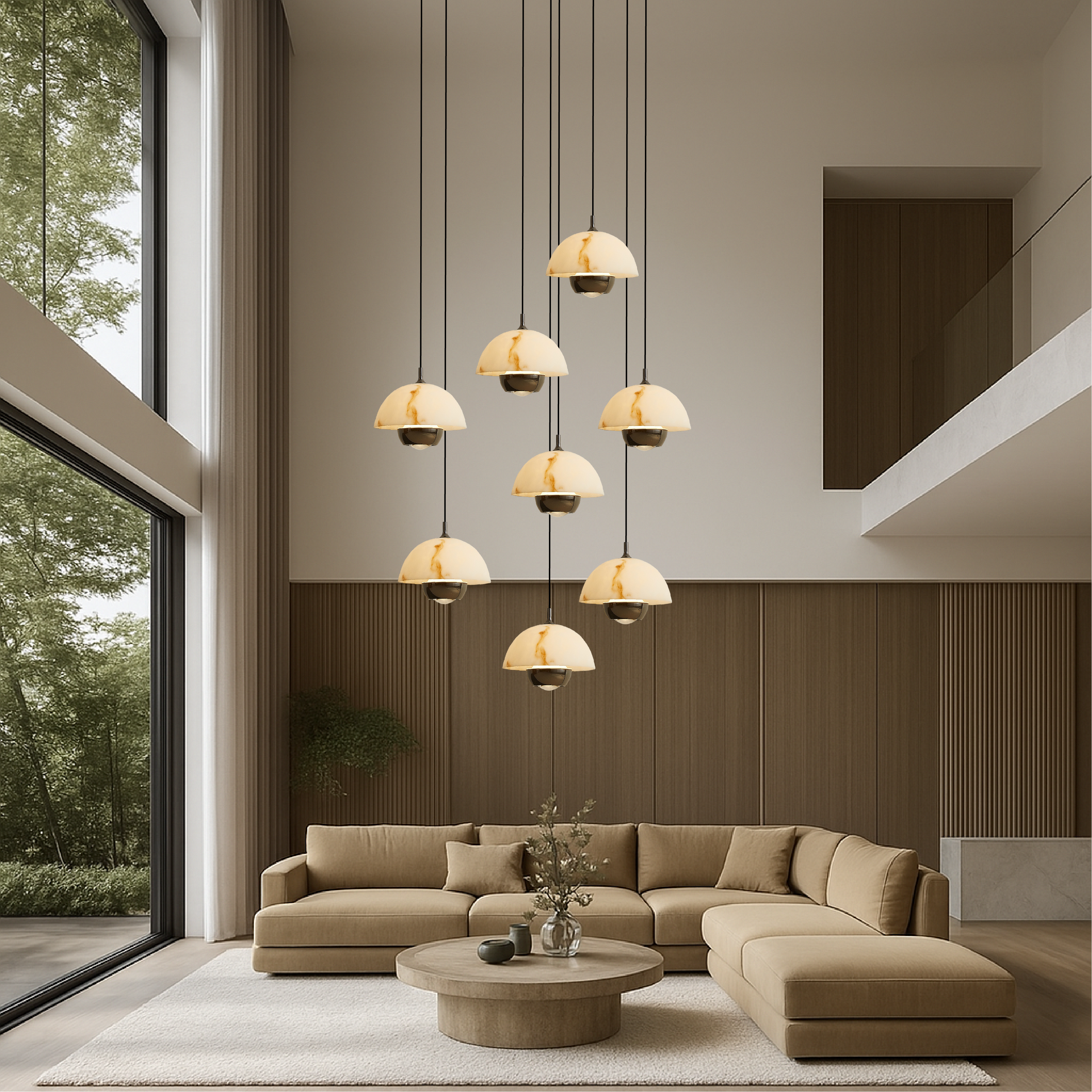 AureaStone | Luxury Natural Marble Staircase Chandelier