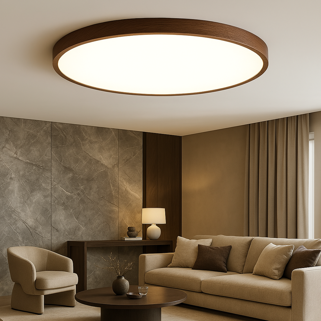 Aurivra | Elegant Dark Wood Grain Ceiling Lamp for Modern Living Spaces
