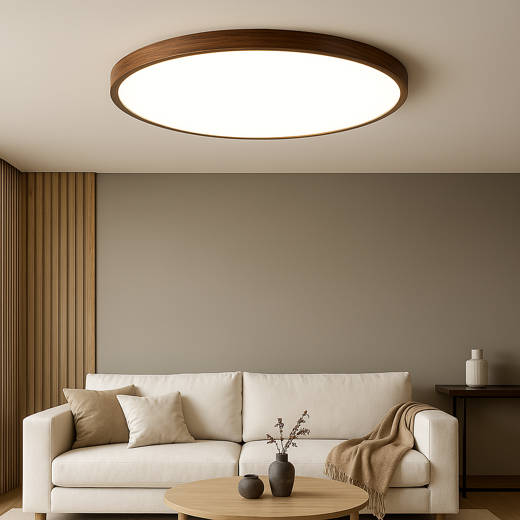 Aurivra | Elegant Dark Wood Grain Ceiling Lamp for Modern Living Spaces