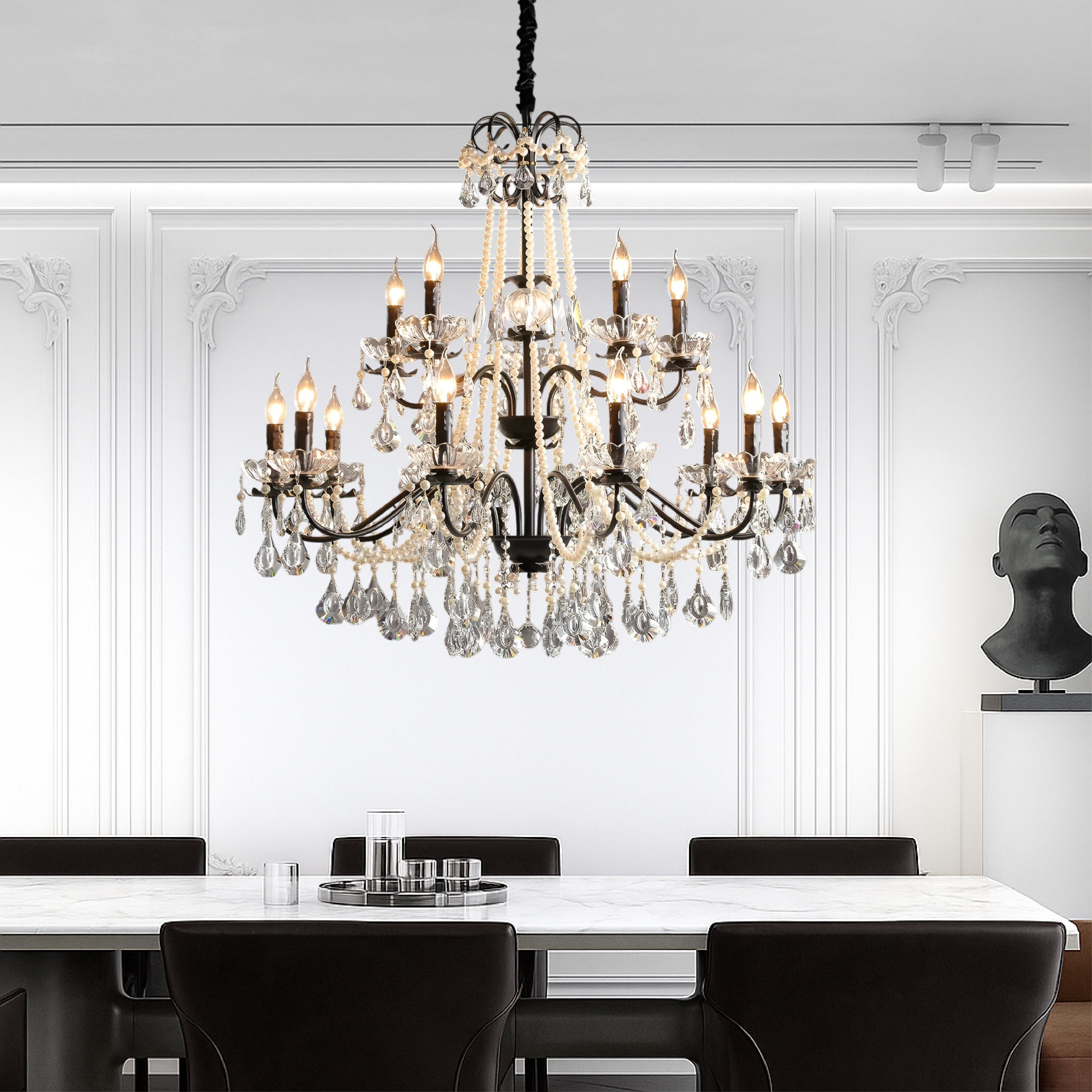 Iris | Black Crystal French Chandelier