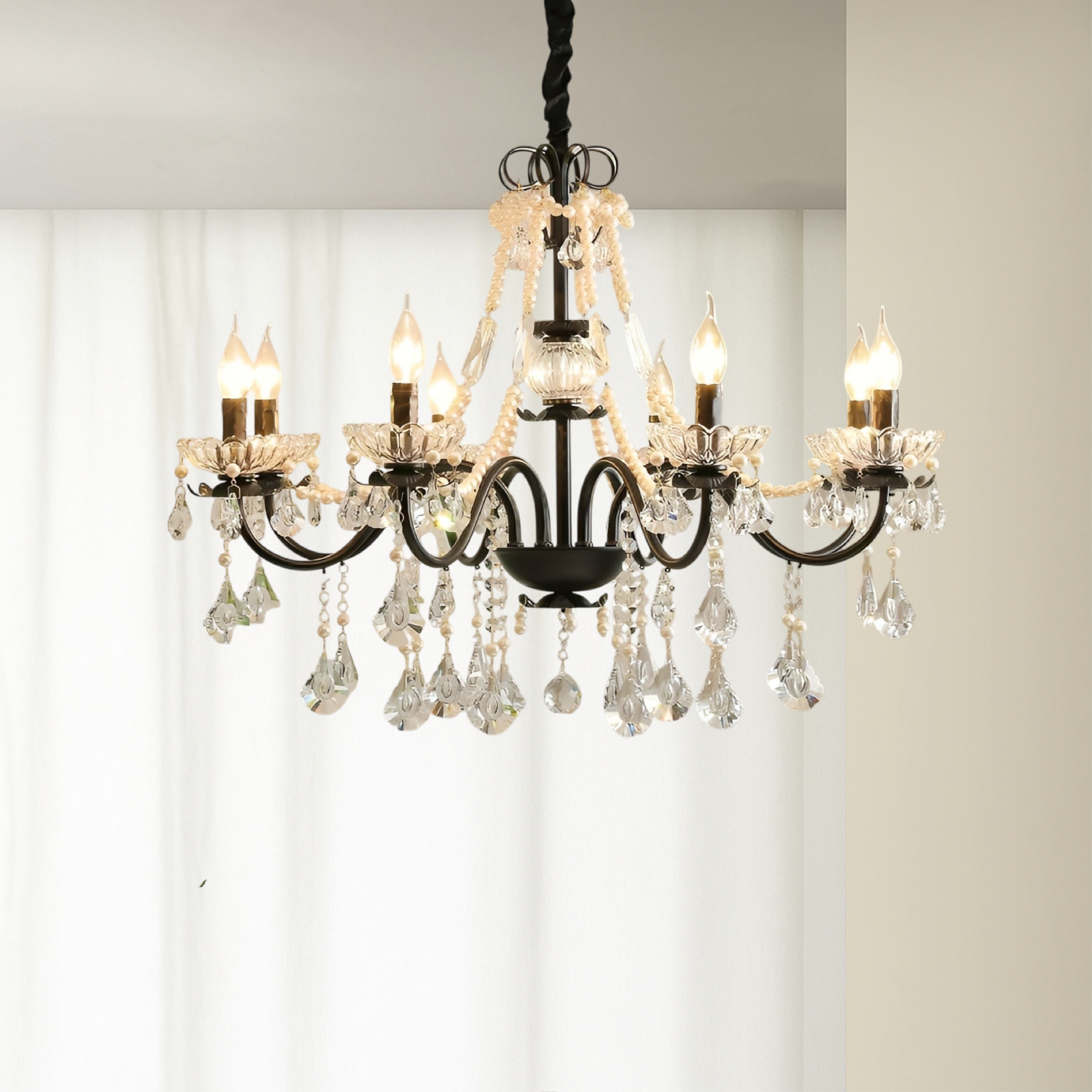 Iris | Black Crystal French Chandelier