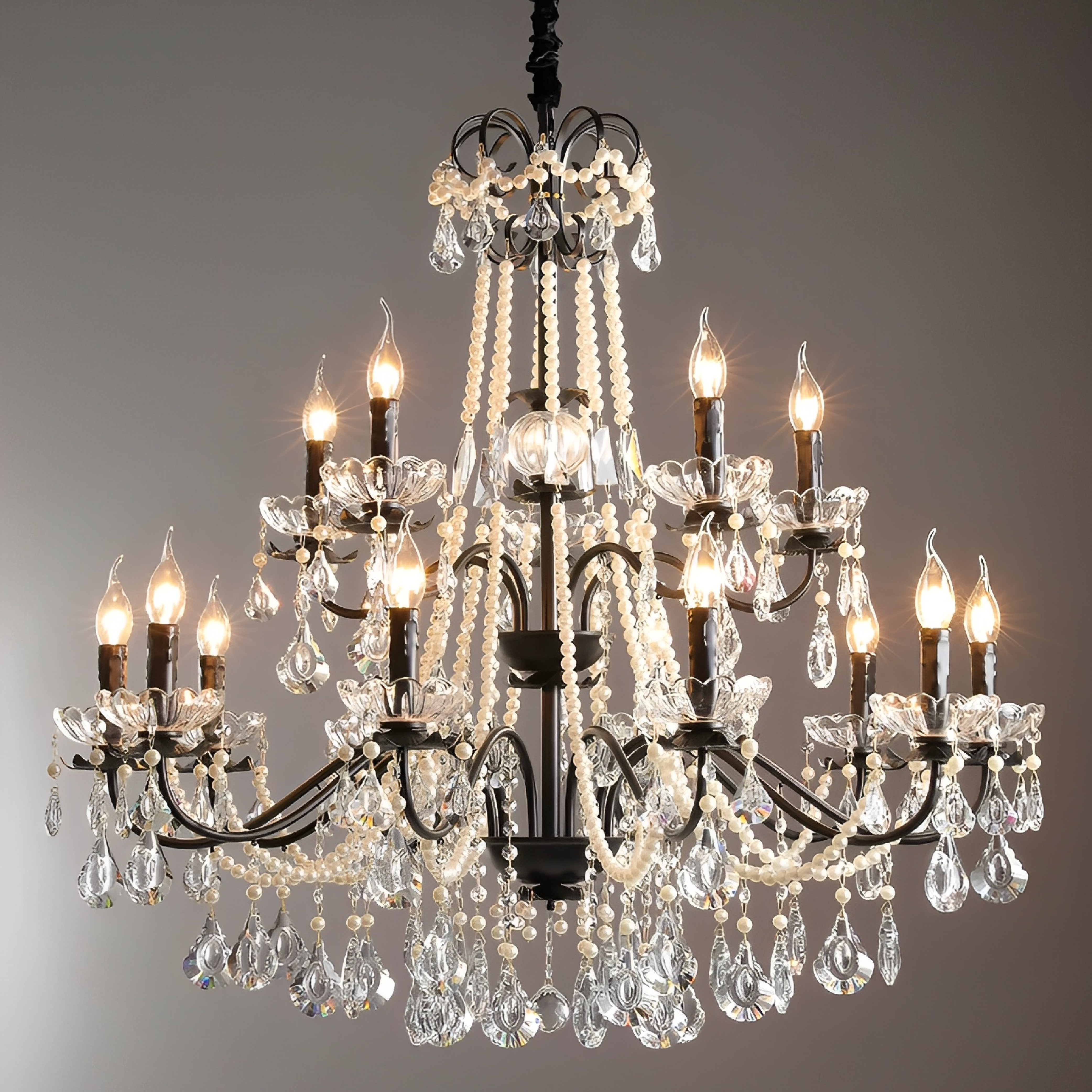 Iris | Black Crystal French Chandelier