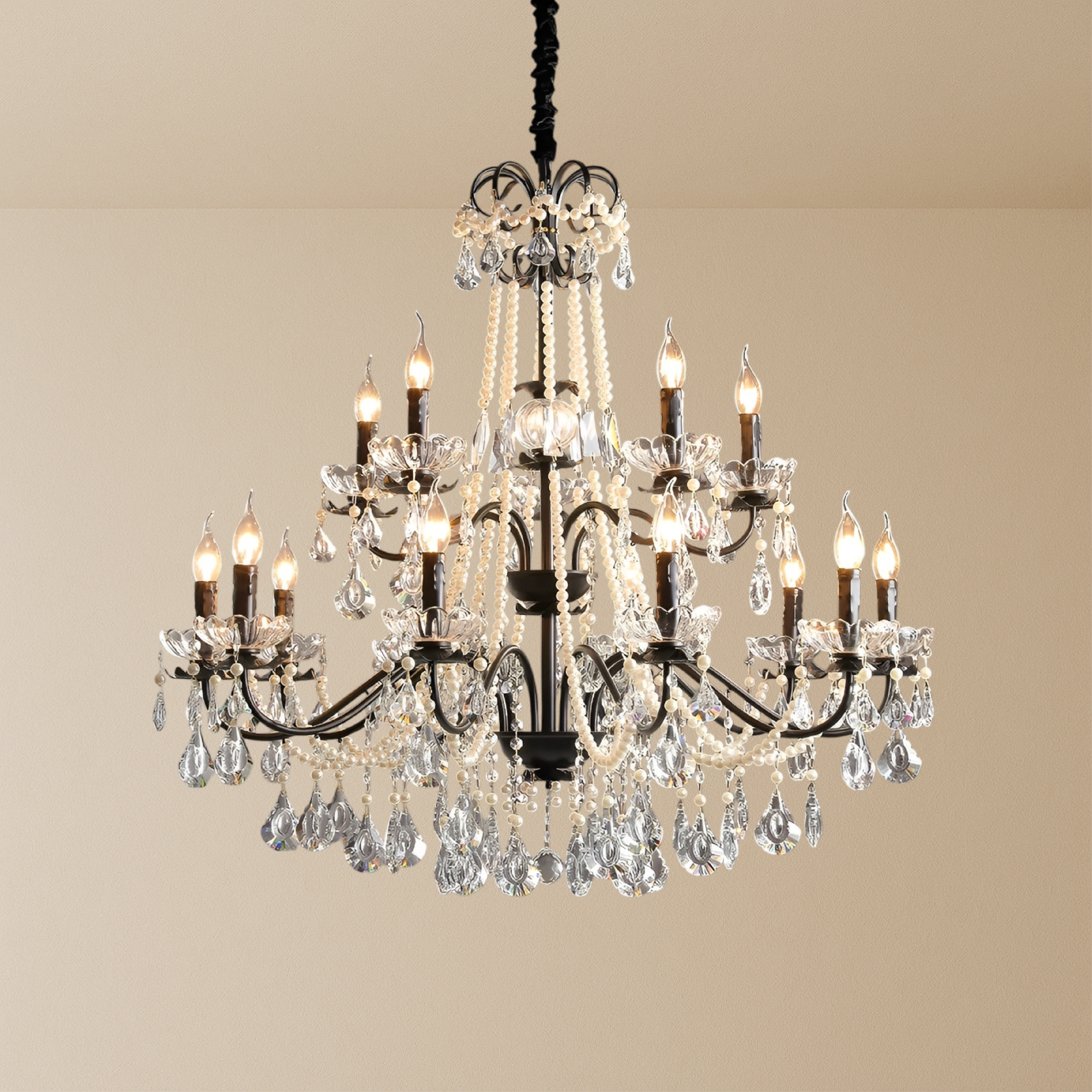 Iris | Black Crystal French Chandelier