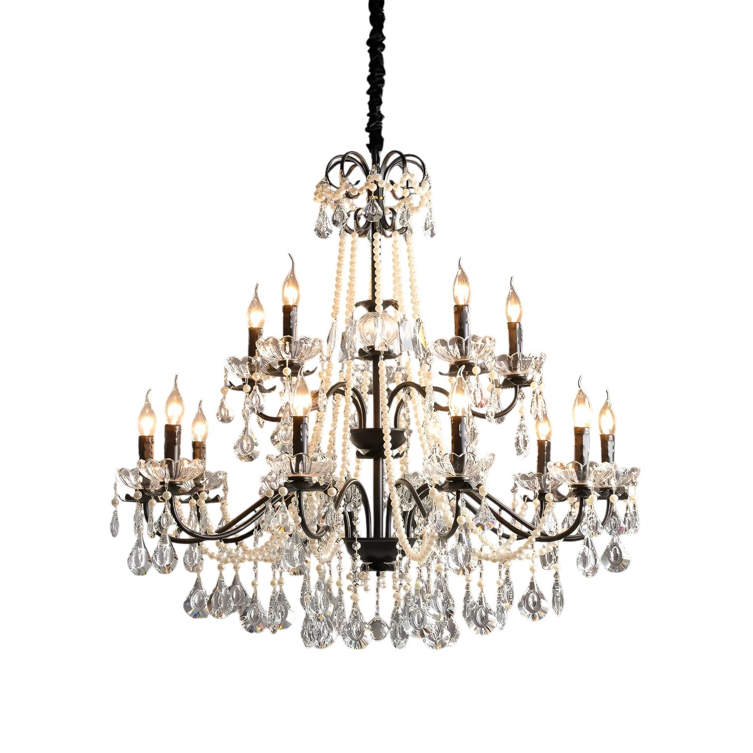 Iris | Black Crystal French Chandelier