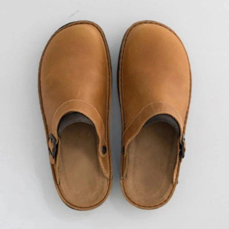 Classic Leather Clogs for Women with Adjustable Buckle | Comfortable Closed Toe Footwear