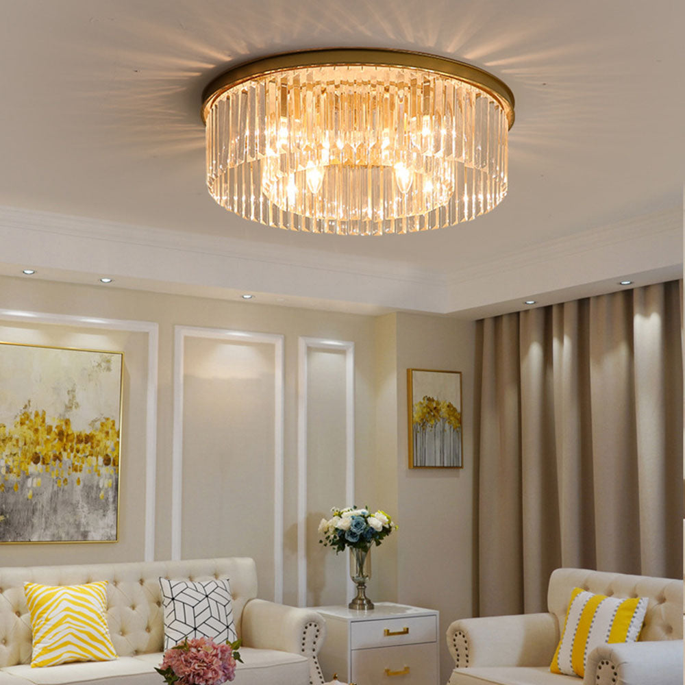 Clarune | Minimalist Crystal Flush Ceiling Light for Living Room