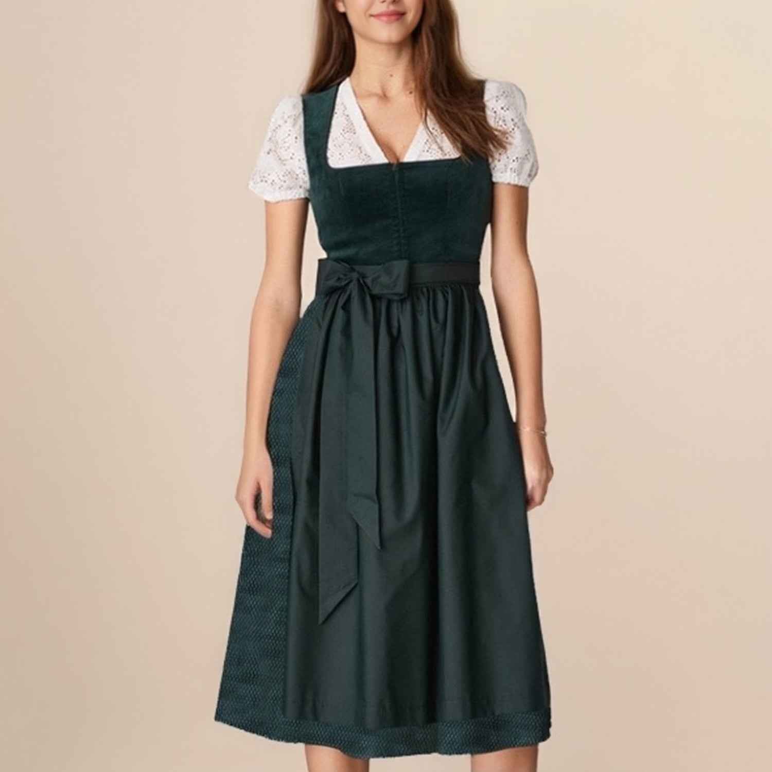 Dirndl for Women in Dark Green – Oktoberfest | Classic Traditional Dress with an Elegant Touch
