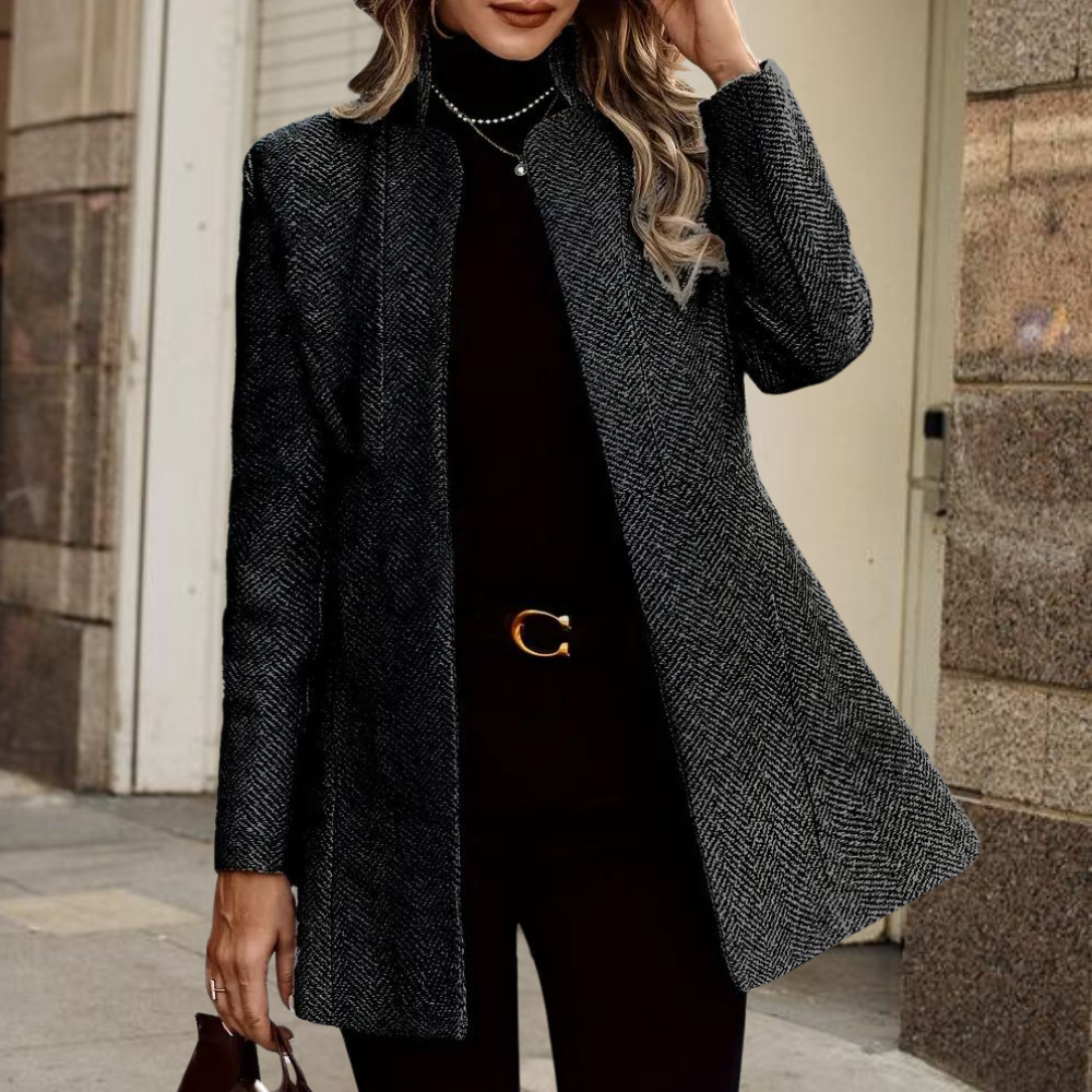Sophia | Elegant Black Long Winter Coat for Women