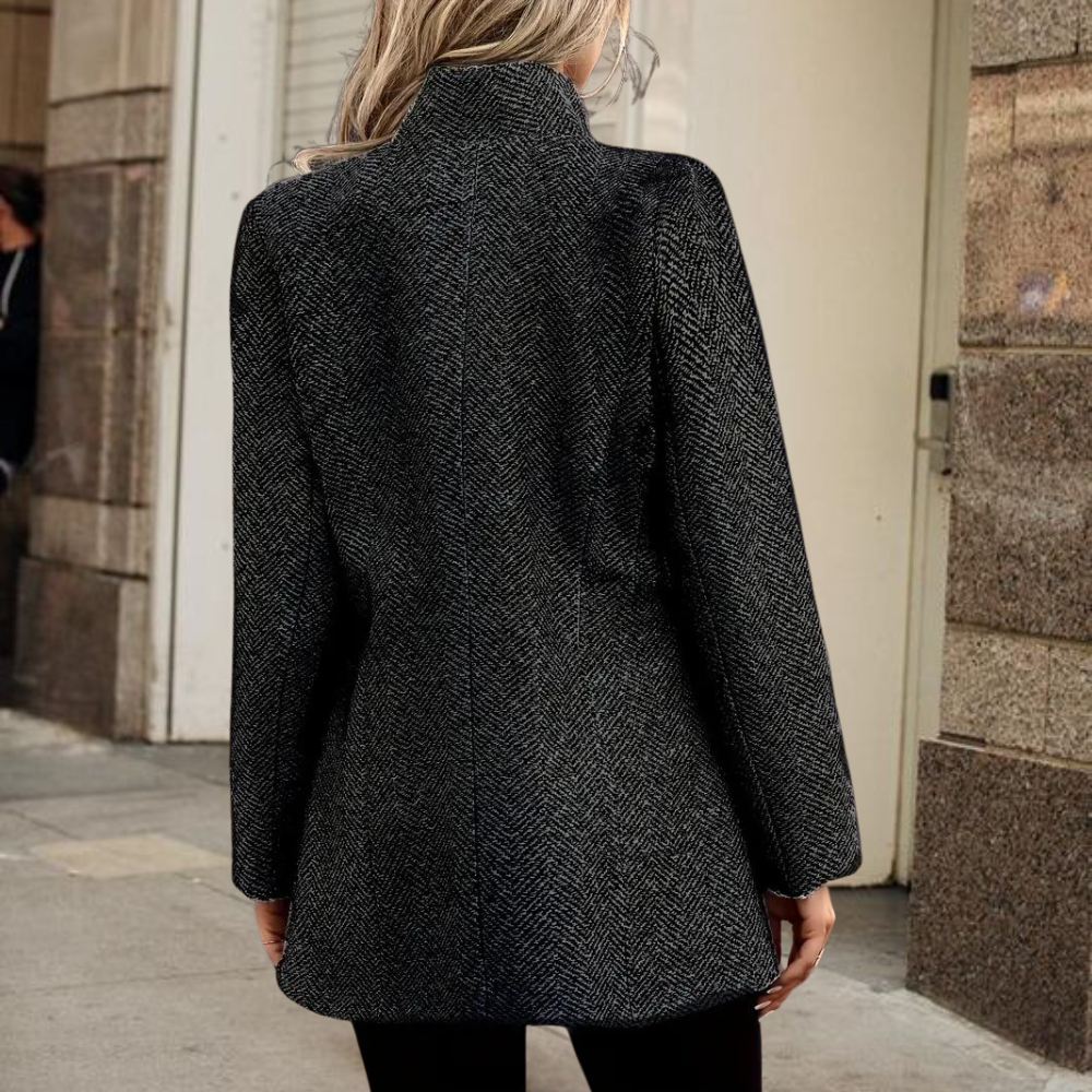 Sophia | Elegant Black Long Winter Coat for Women