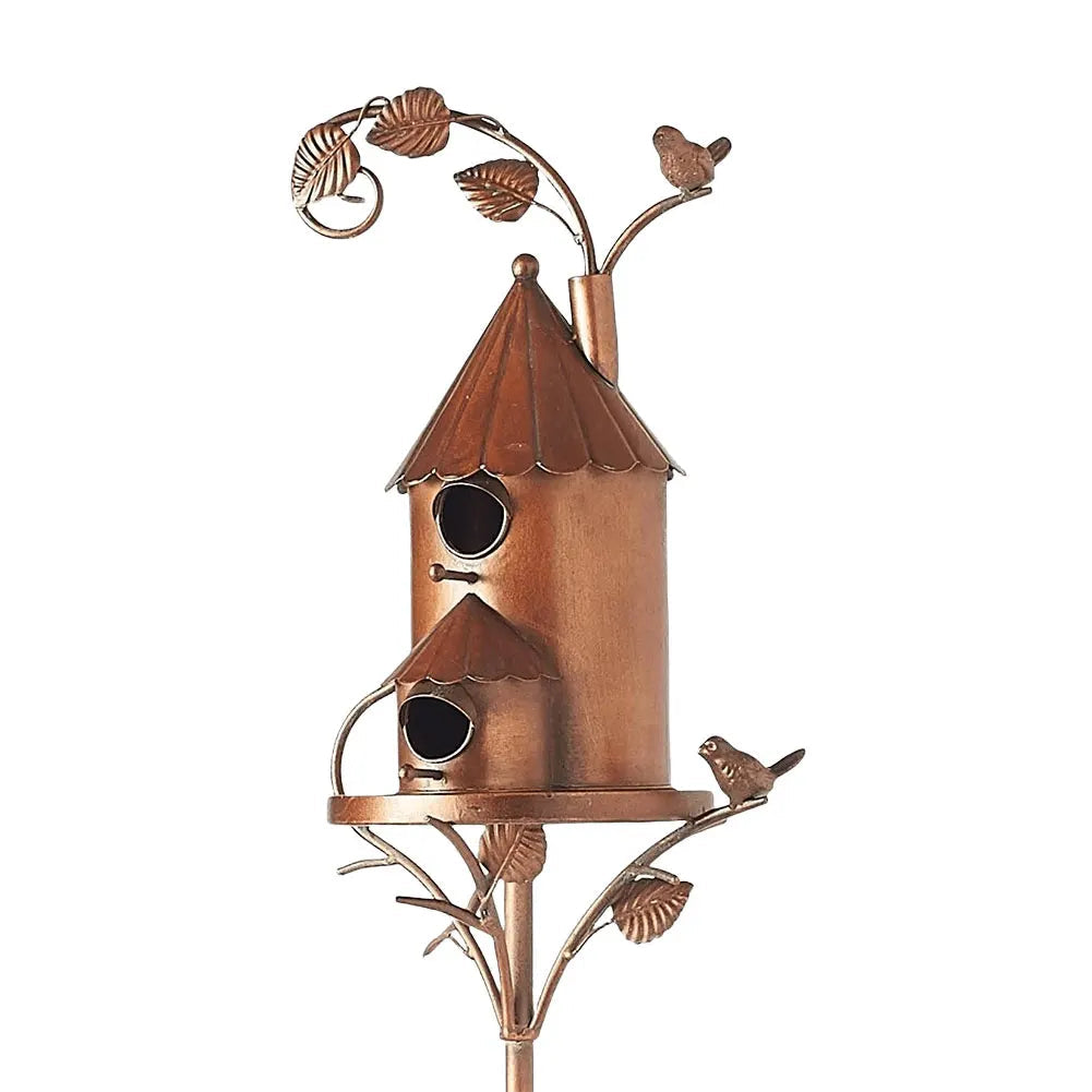 Decorative Metal Birdhouse with Pole for Garden Decoration | Durable and Weather-Resistant Bird House for Outdoor Spaces