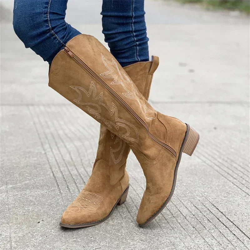 Delphine | Chic Embroidered Cowgirl Boots for Women