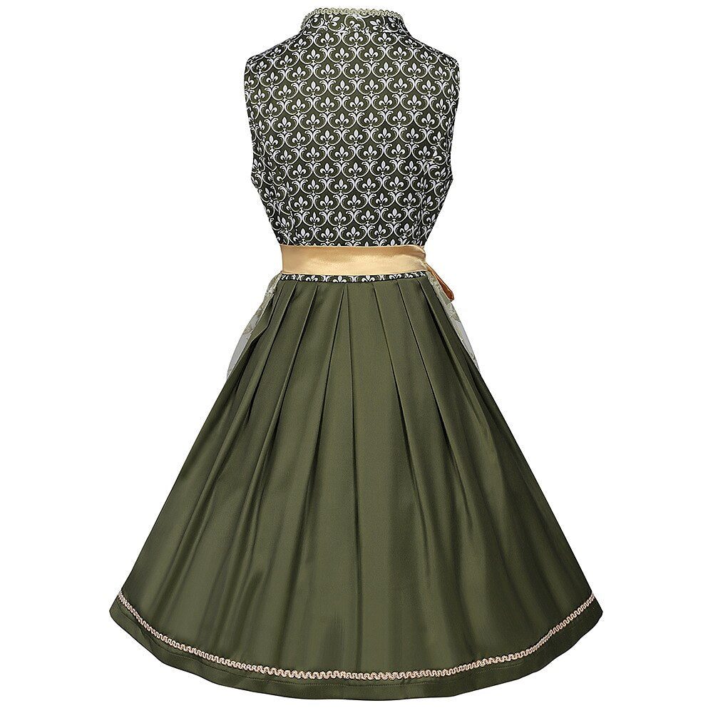 Embroidered Dirndl Dress in Green – Oktoberfest | Elegant Traditional Dress with Apron