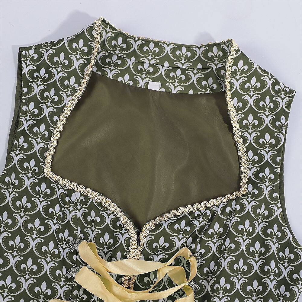 Embroidered Dirndl Dress in Green – Oktoberfest | Elegant Traditional Dress with Apron