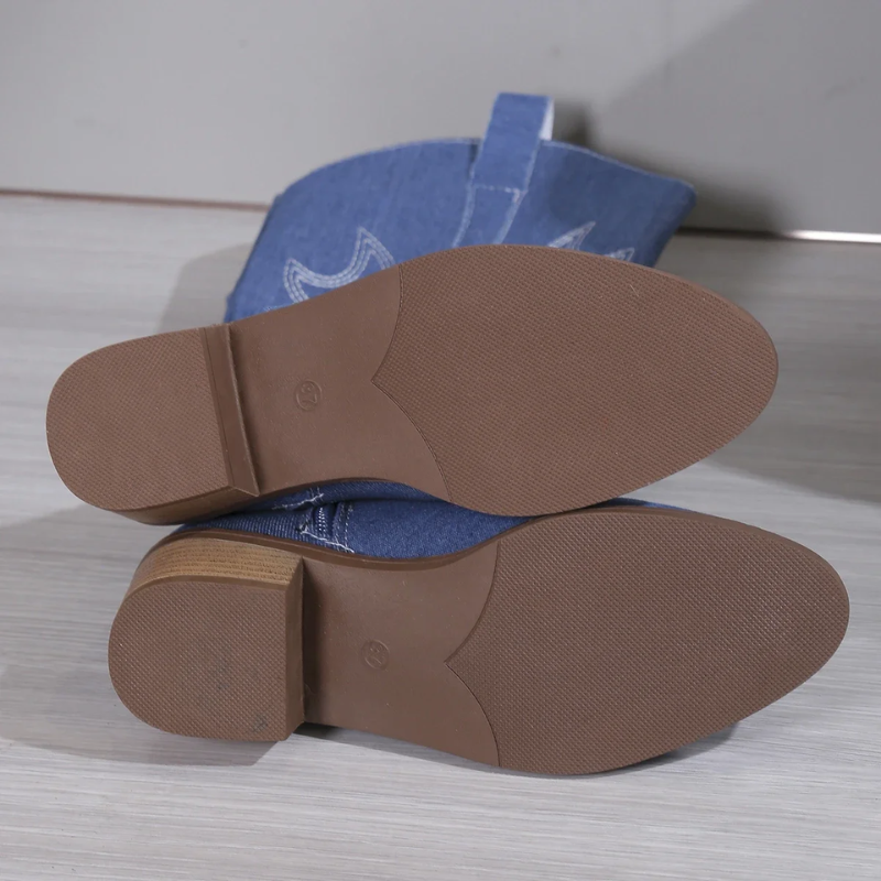 Seraphine | Stylish Blue Denim Cowboy Boots