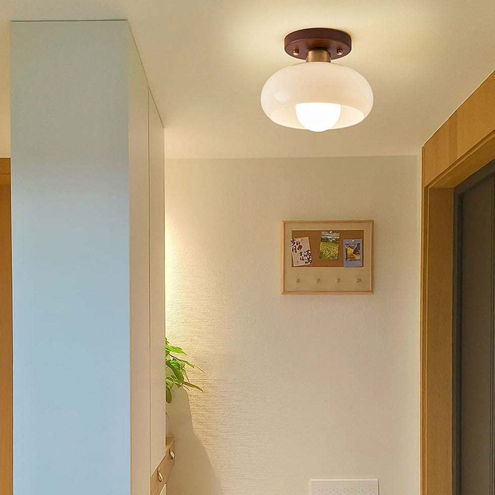Luxaro | Glass Ceiling Light with Wood for Elegant Hallway