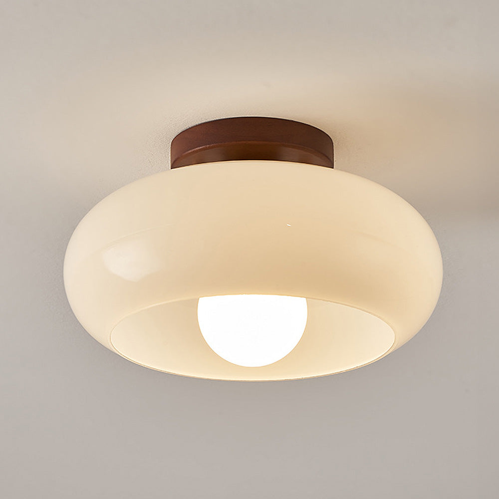 Luxaro | Glass Ceiling Light with Wood for Elegant Hallway