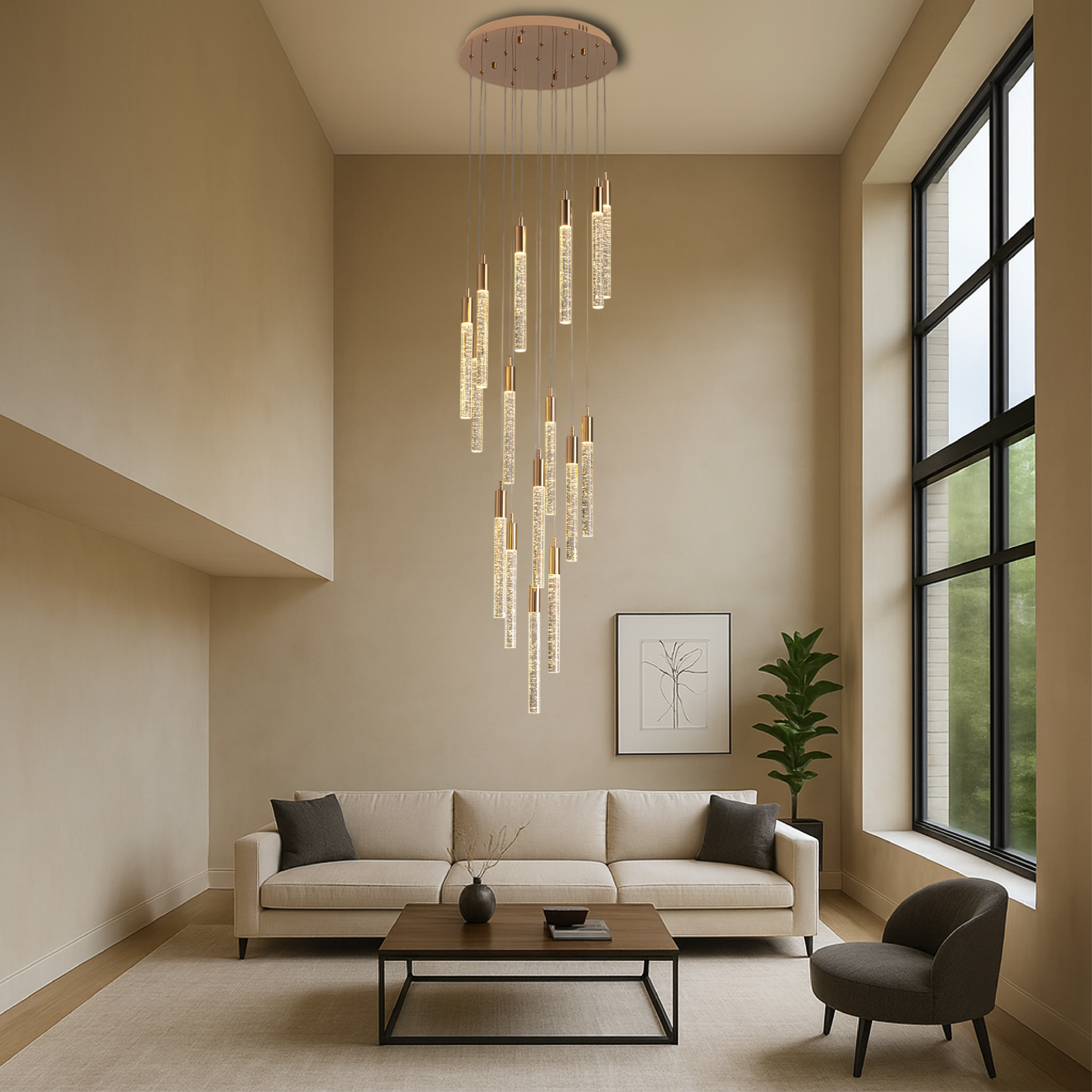 Lumina | Gold Acrylic Stair Chandelier