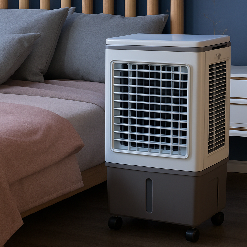 Industrial Evaporative Cooler | 4-in-1 Air Fan with 12-Gallon Water Tank & Easy-Roll Wheels | High Volume Flow | For Workshops & Garages