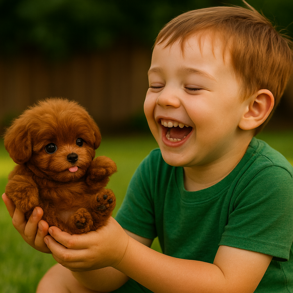 Happy Play | Interactive Puppy Toy — Voice and Touch Responsive with Realistic Movements, Soft Synthetic Leather, Low-Noise