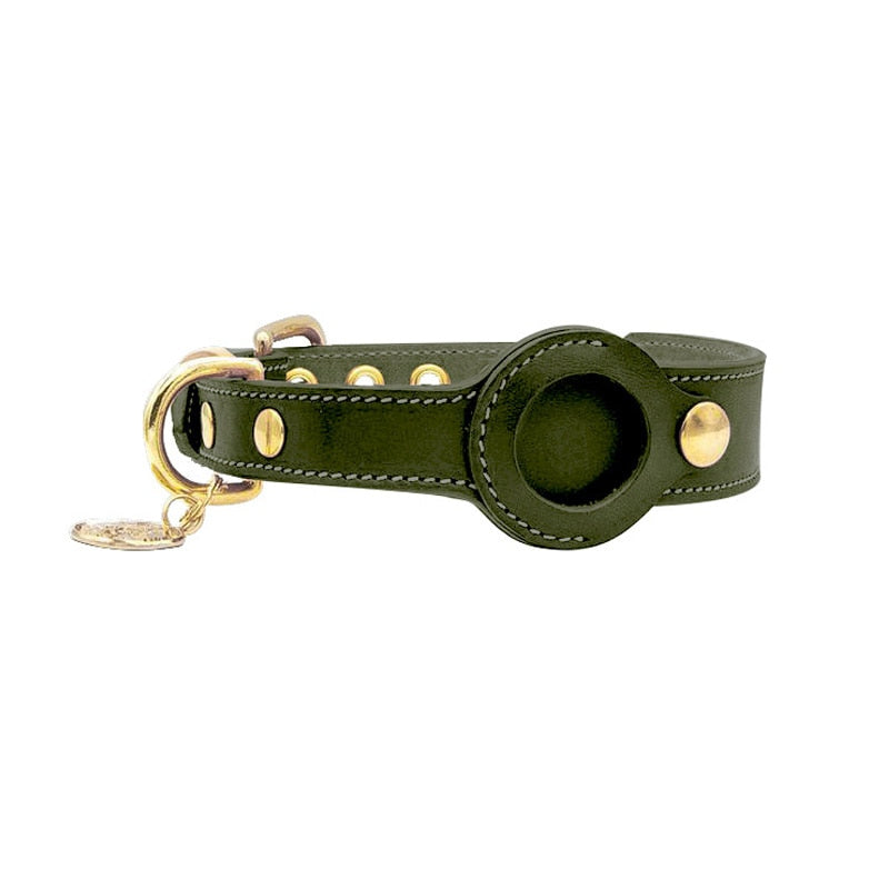Leather Dog Collar with Real-Time Apple AirTag Tracker | Durable, Comfortable Fit for All Breeds