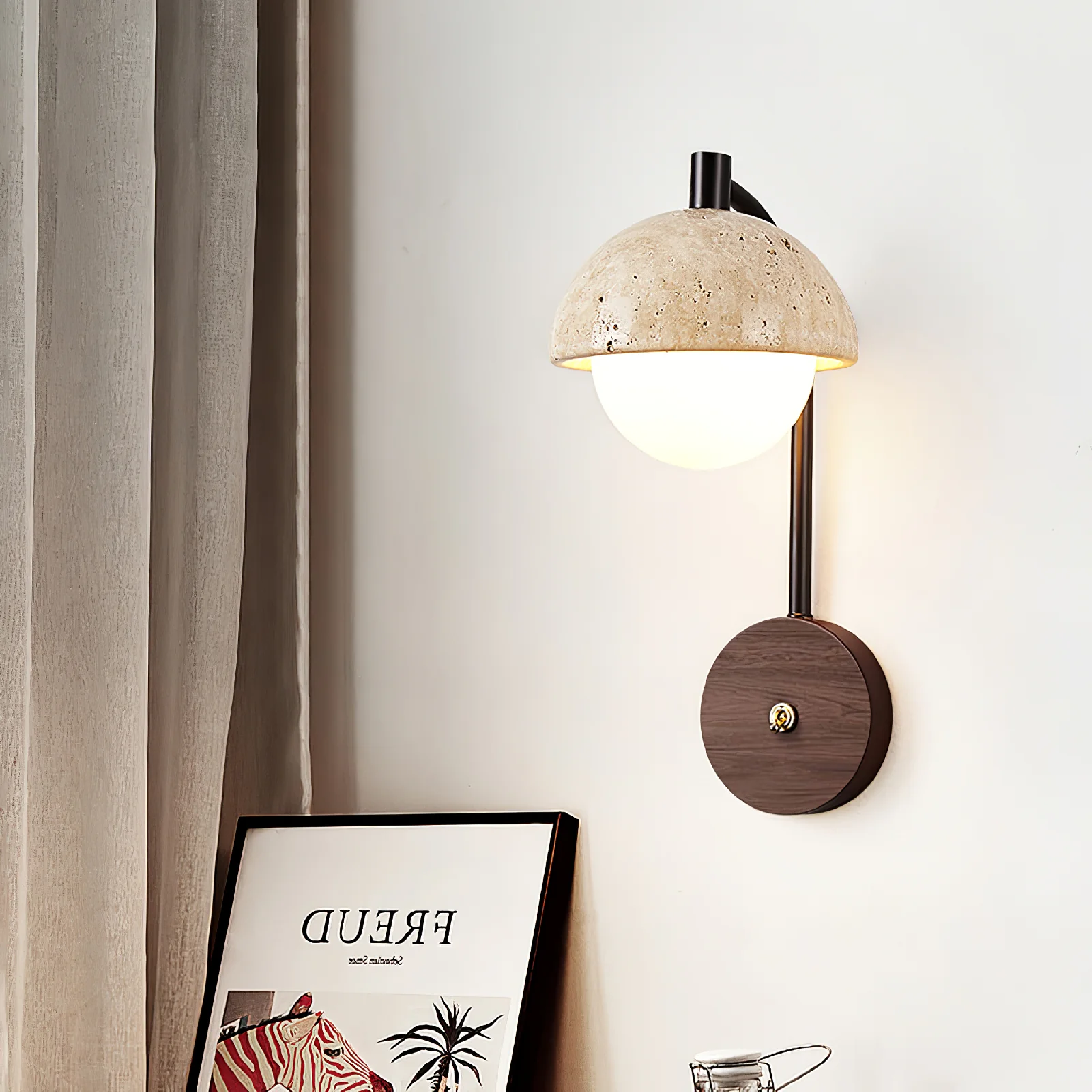 Lumeviax | Sculptural Arco Stone Wall Lamp for Vintage Charm