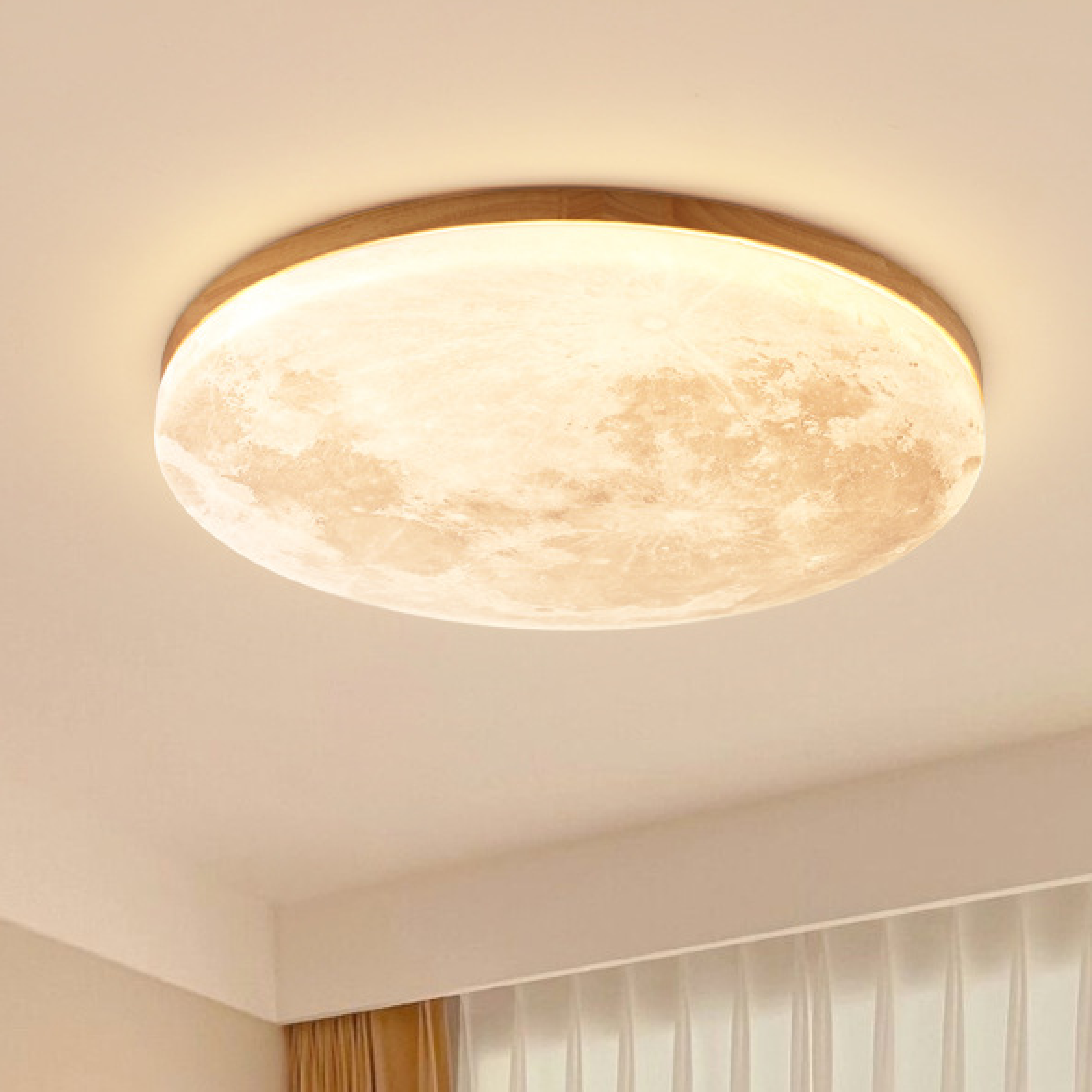LumiGlow | Modern Luminous Moon Ceiling Light for Cozy Interiors