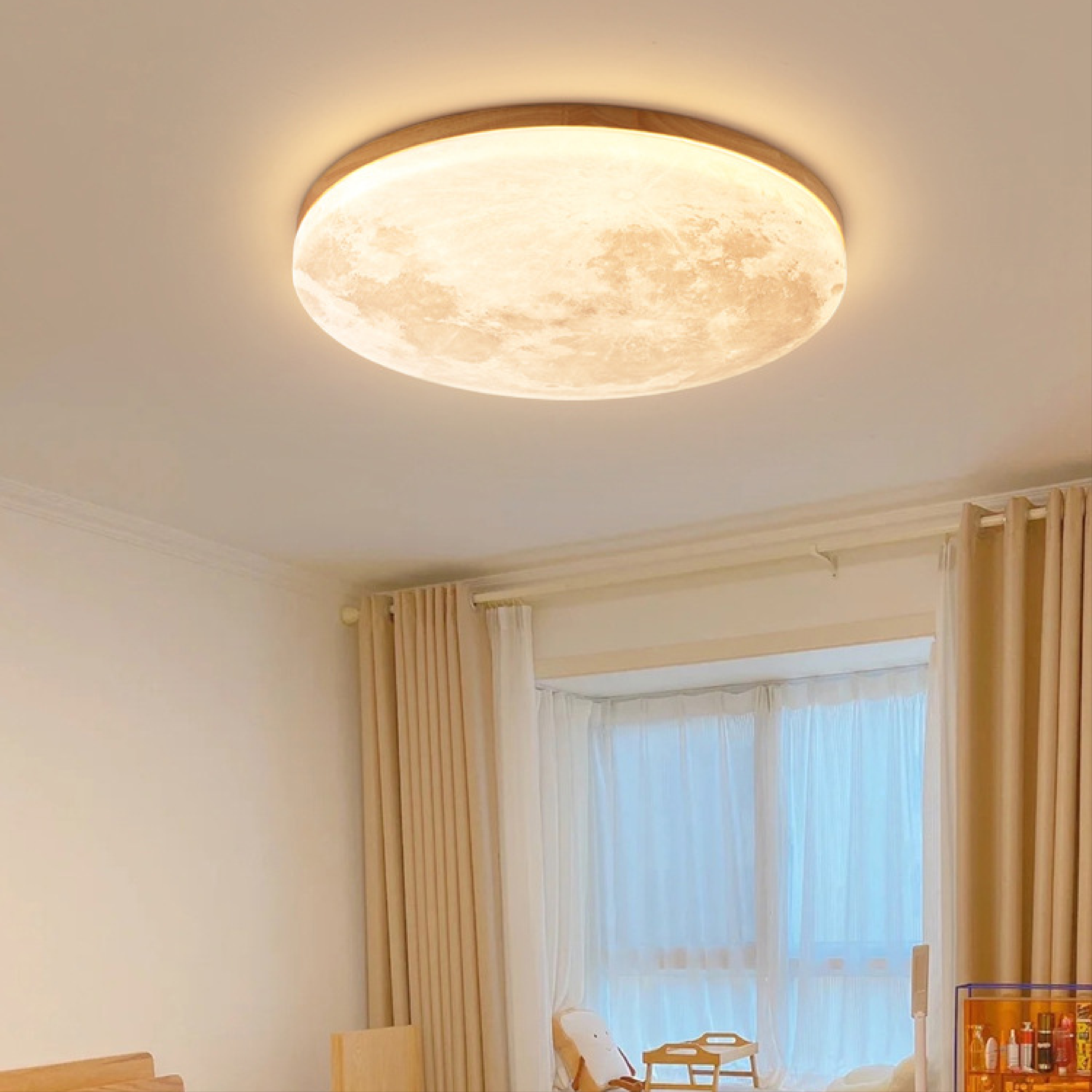 LumiGlow | Modern Luminous Moon Ceiling Light for Cozy Interiors