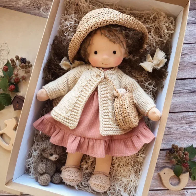 Luna | Waldorf Handmade Plush Doll – Soft Cotton Toy with Fabric Box — Cute & Cozy — For Children’s Birthday & Daily Imaginative Play